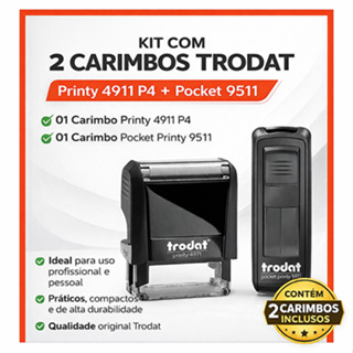 Kit De Carimbos Personalizados Automatico Trodat 4911 + carimbo de bolso Pocket 9511 em Oferta na Shopee