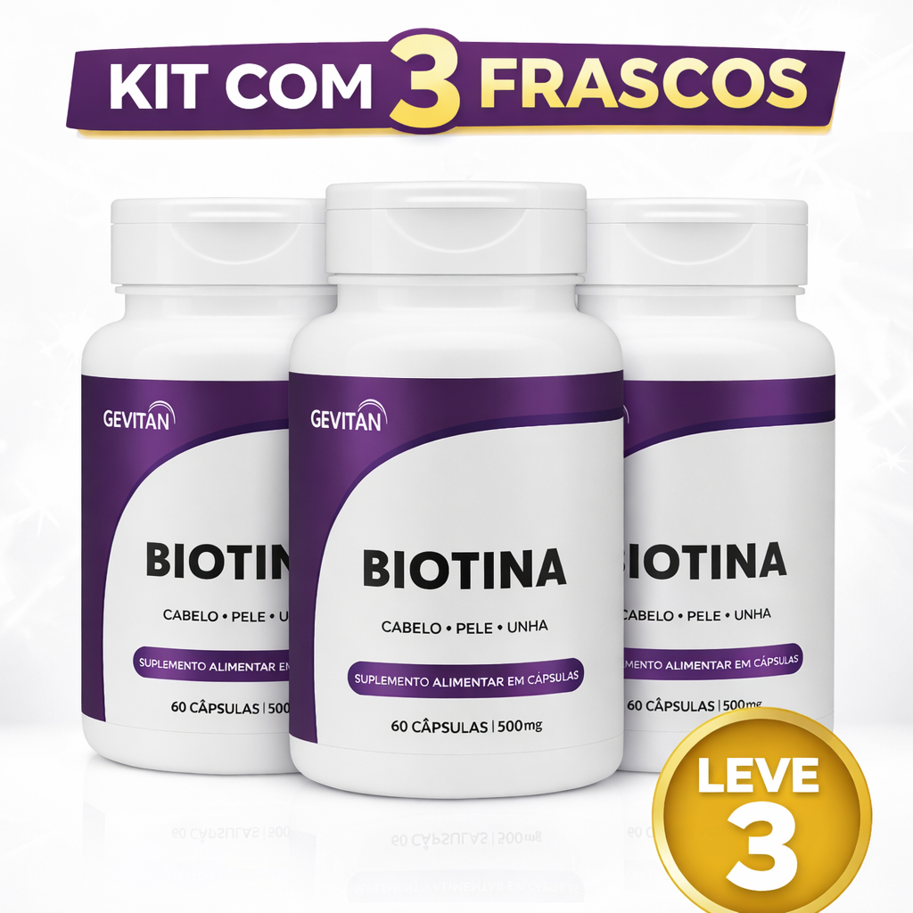 Kit 3 Biotinas 180 Cápsulas | Cabelo Pele Unha | Suplemento Alimentar em Oferta na Shopee