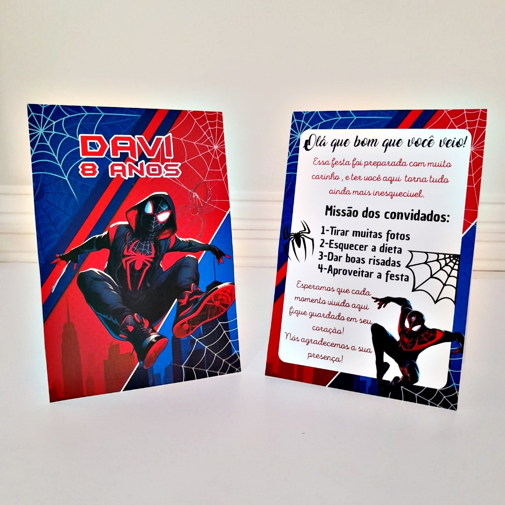 10 a 40 plaquinha de mesa HOMEM ARANHA MILES MORALES personalizada,centro de mesa lembrancinha de festa infantil em Oferta na Shopee