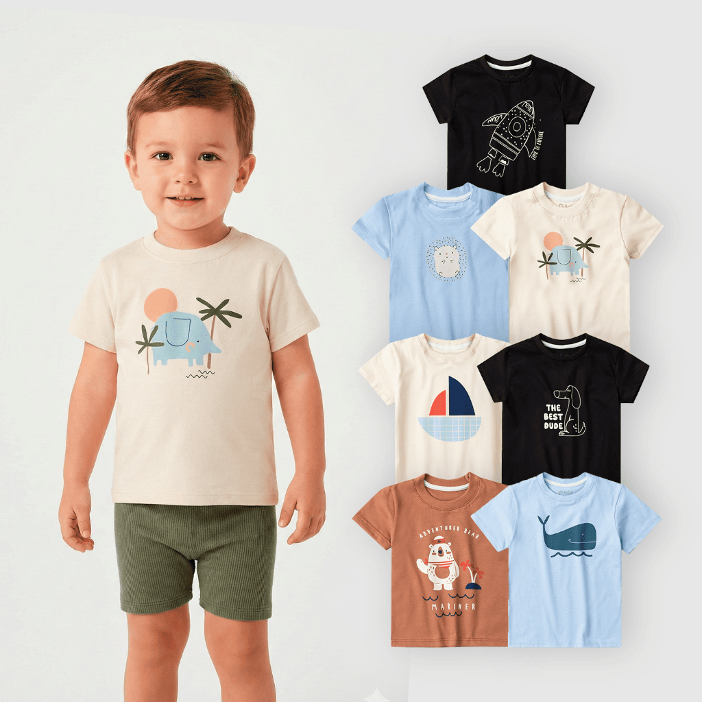 Camiseta Bebê Menino Estampada Algodão Premium 100% Algodão Toque Macio e Confortável em Oferta na Shopee