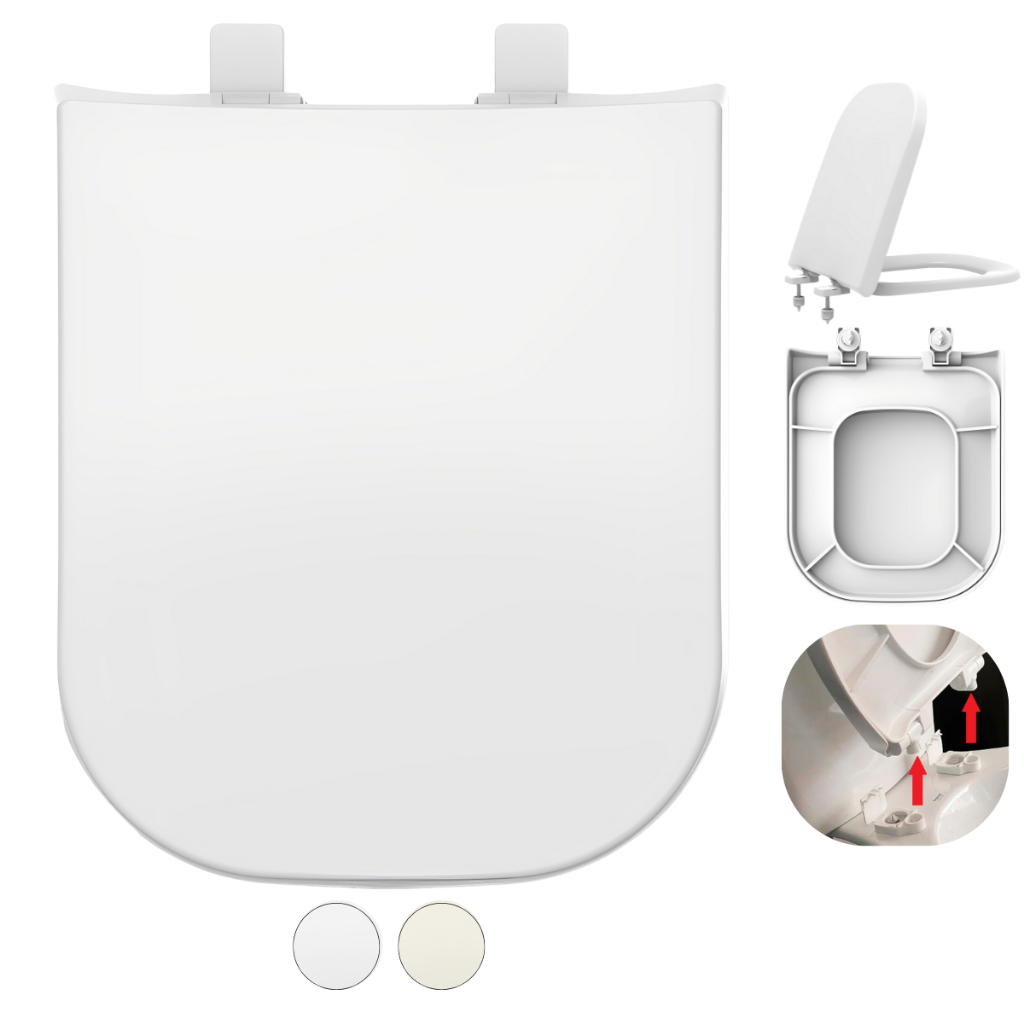 Tampa de Vaso Assento Quadra para Bacia Deca Retira Fácil Branco 1.6 gpf / 6.0 Lpf P.210.17 / P.21.17