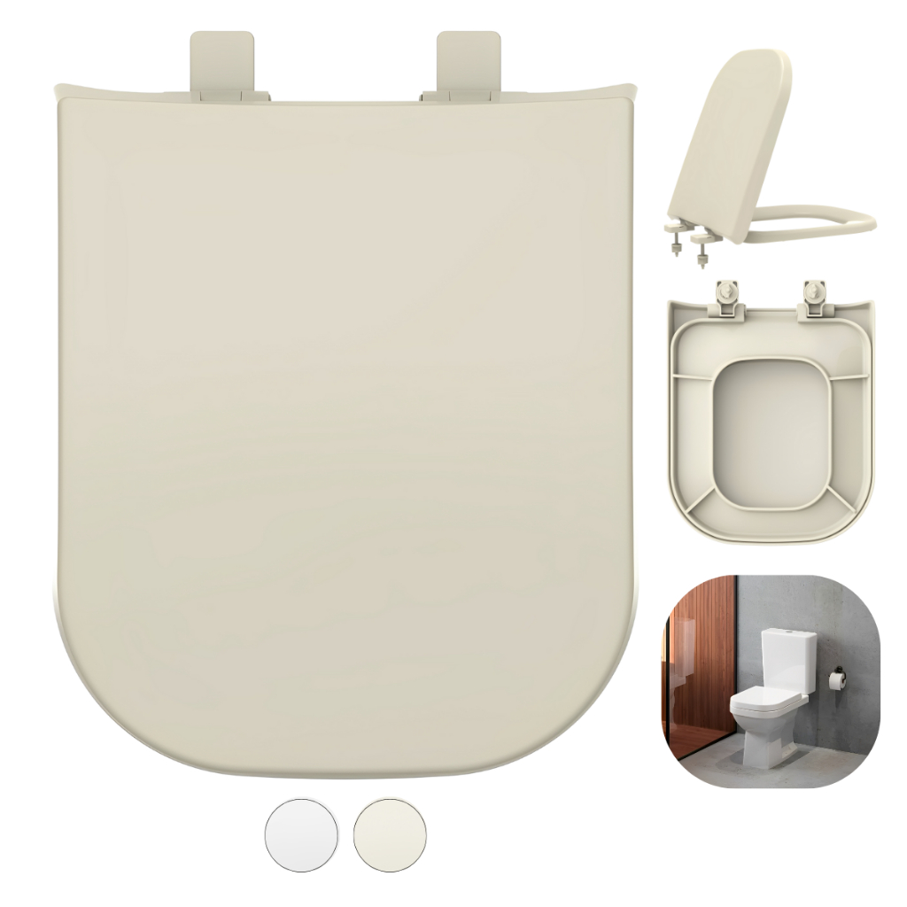 Assento Tampa Vaso Unic Deca Reforçado Creme 1.6gpf 6lpf