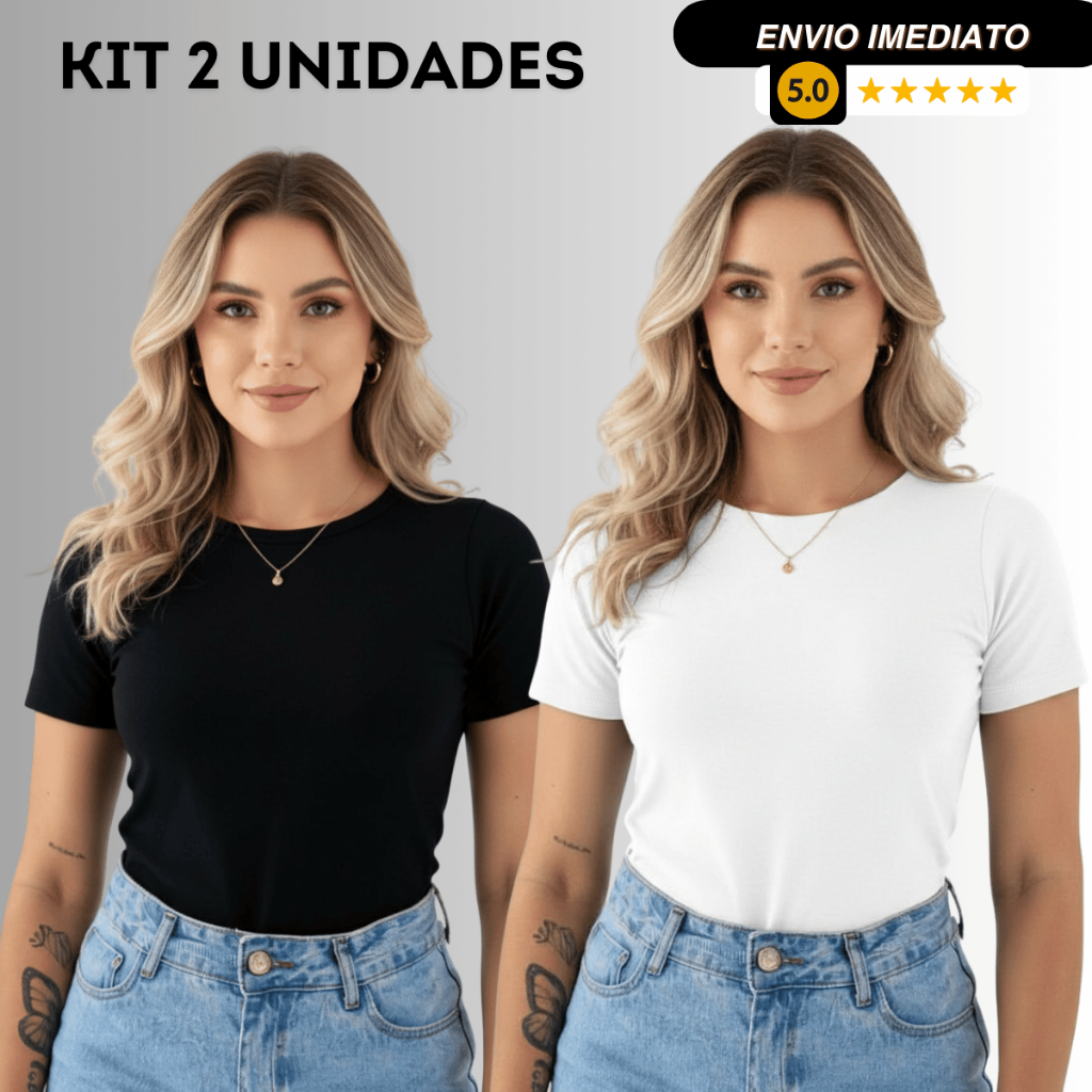 kit 2 Blusas Suplex Manga Básica Feminina Manguinha Premium em Oferta na Shopee