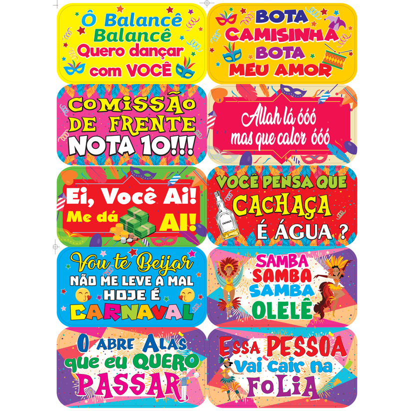 Kit plaquinhas Carnaval c/ 12 unidades em Oferta na Shopee