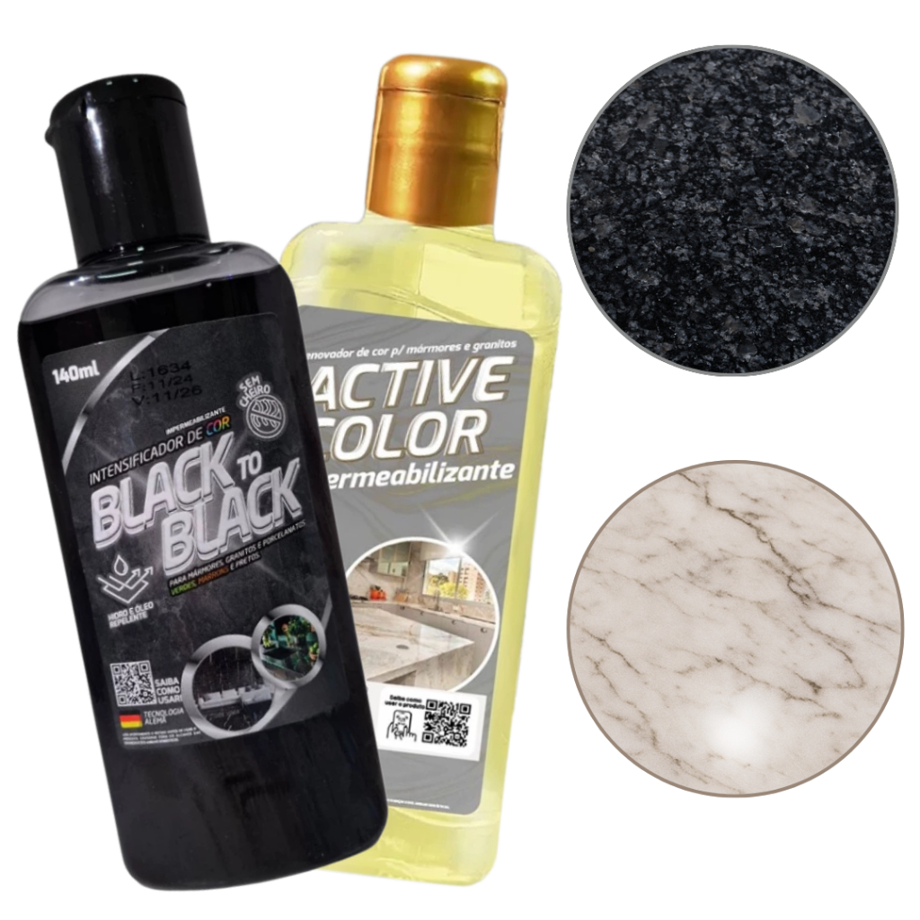 Intensificador Cor Mármore Granito Ativador Revitalizador Black To Black Active Collor 140mL em Oferta na Shopee