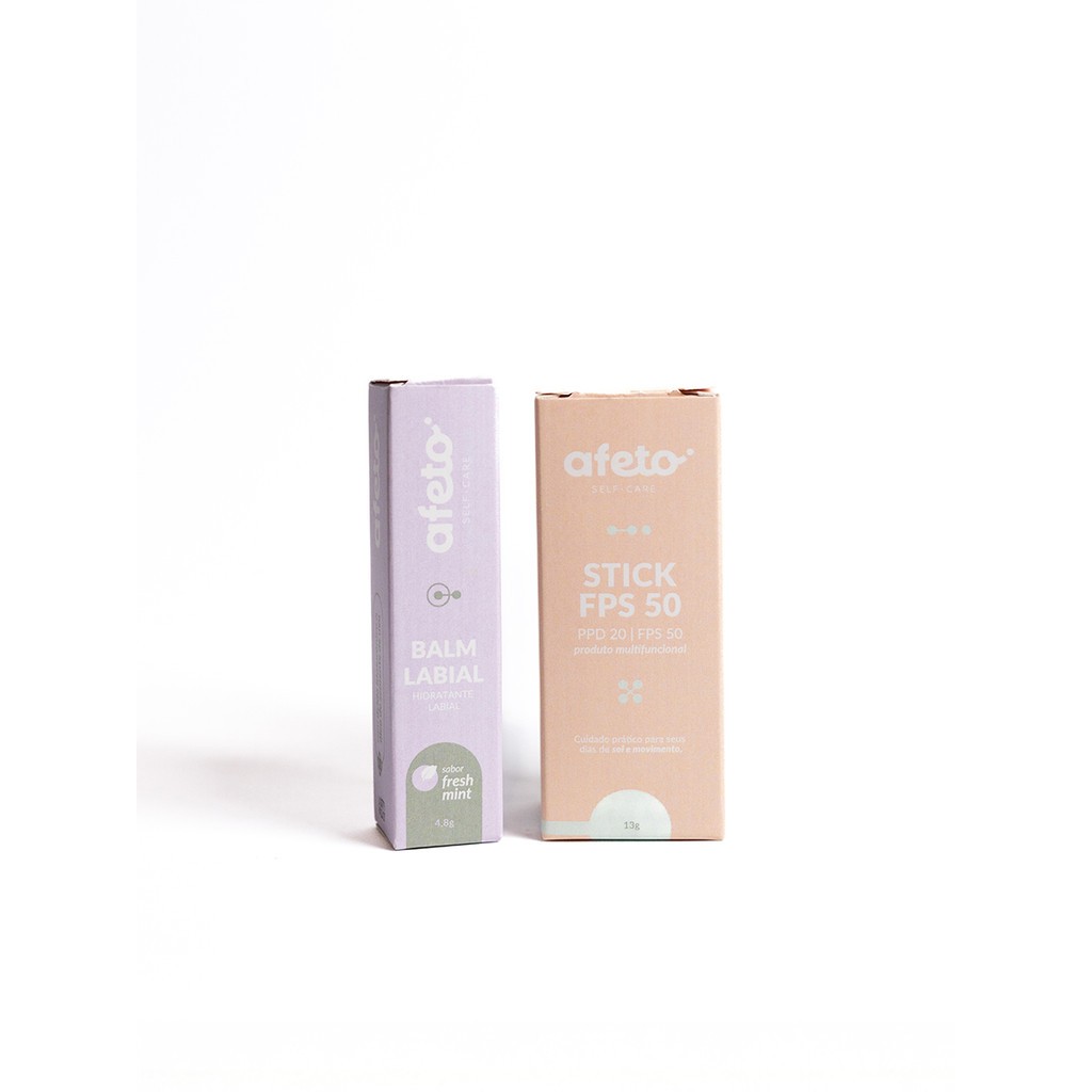 Kit Balm Labial Hidratante com Ácido Hialurônico + Protetor Solar Facial em Stick FPS 50 Proteção UV