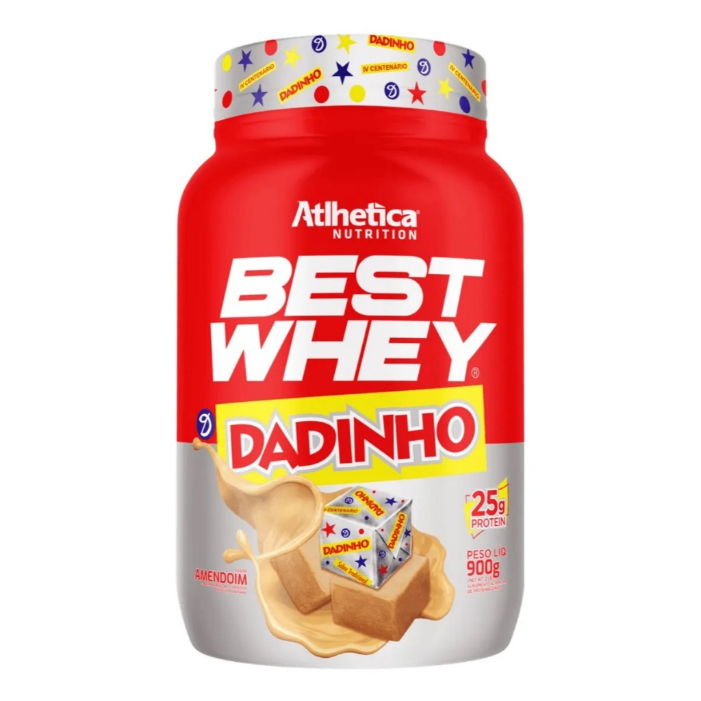 BEST WHEY DADINHO (900G) ATLHETICA NUTRITION - GANHO DE MASSA - WHEY DOCE - PROTEÍNA - ACADEMIA
