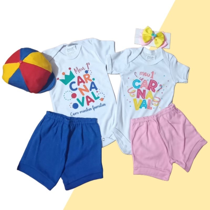 Body Bebê Carnaval Meu Primeiro Carnaval Fantasia Mesversário Ítens Opcionais