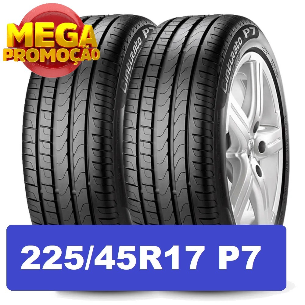 KIT 02 Pneus Aro 17 - 225/45 R17 Remold Com Garantia Com Selo do Inmetro Linha Premium Pneu