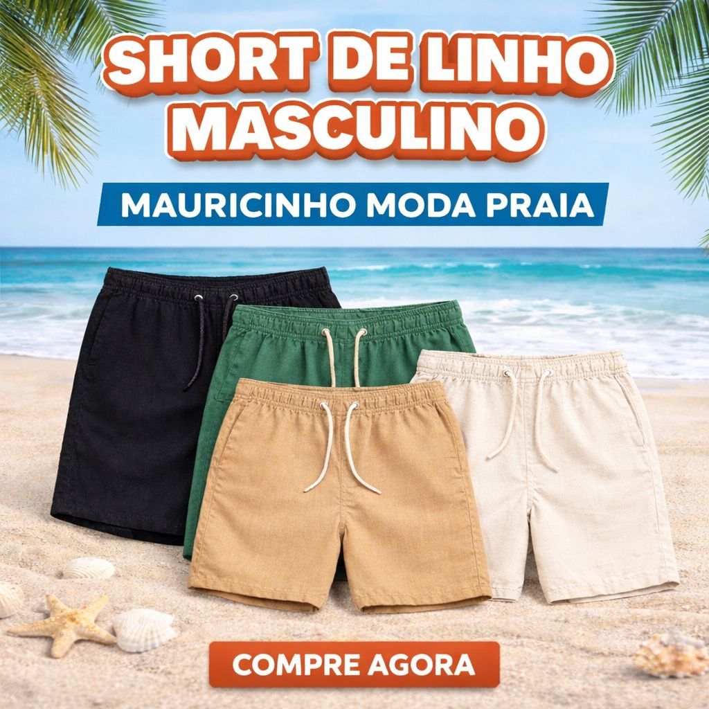 Short De Linho Masculino Modelo Mauricinho- Qualidade e Conforto em Oferta na Shopee