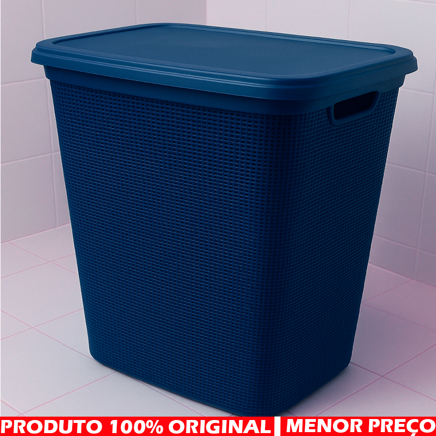 Cesto Organizador Multiuso 45 Litros Grande Com Tampa – Roupas, Brinquedos, Quartos e Lavanderia, Resistente, Casa. em Oferta na Shopee
