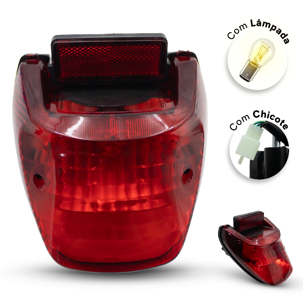 Lanterna Traseira CG 125 Titan 2000 a 2004 Fan 125 2005 a 2008 Vermelha com Chi