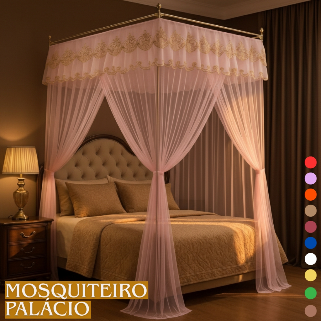 Mosquiteiro Palácio SEM armação Casal box volta ao mundo cortinado abertura lateral em Oferta na Shopee