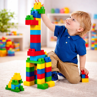 Brinquedo Blocos de Montar Plástico Brinquedo Didático Para Crianças Cores Sacola De Blocos em Oferta na Shopee