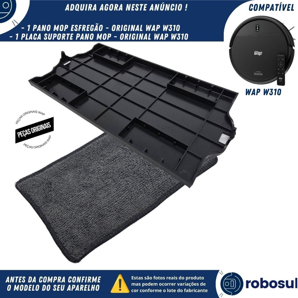 Placa Suporte Com Pano Mop Original Para Robô Aspirador Wap Robot W310
