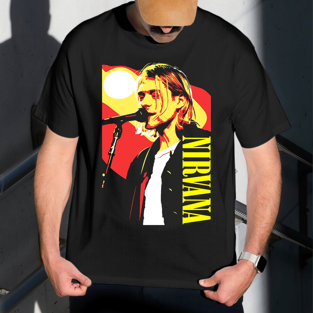 Camiseta Masculina Estampa Nirvana Cantor 100% Algodão Estilo Conforto Diário Do Tamanho P ao GG