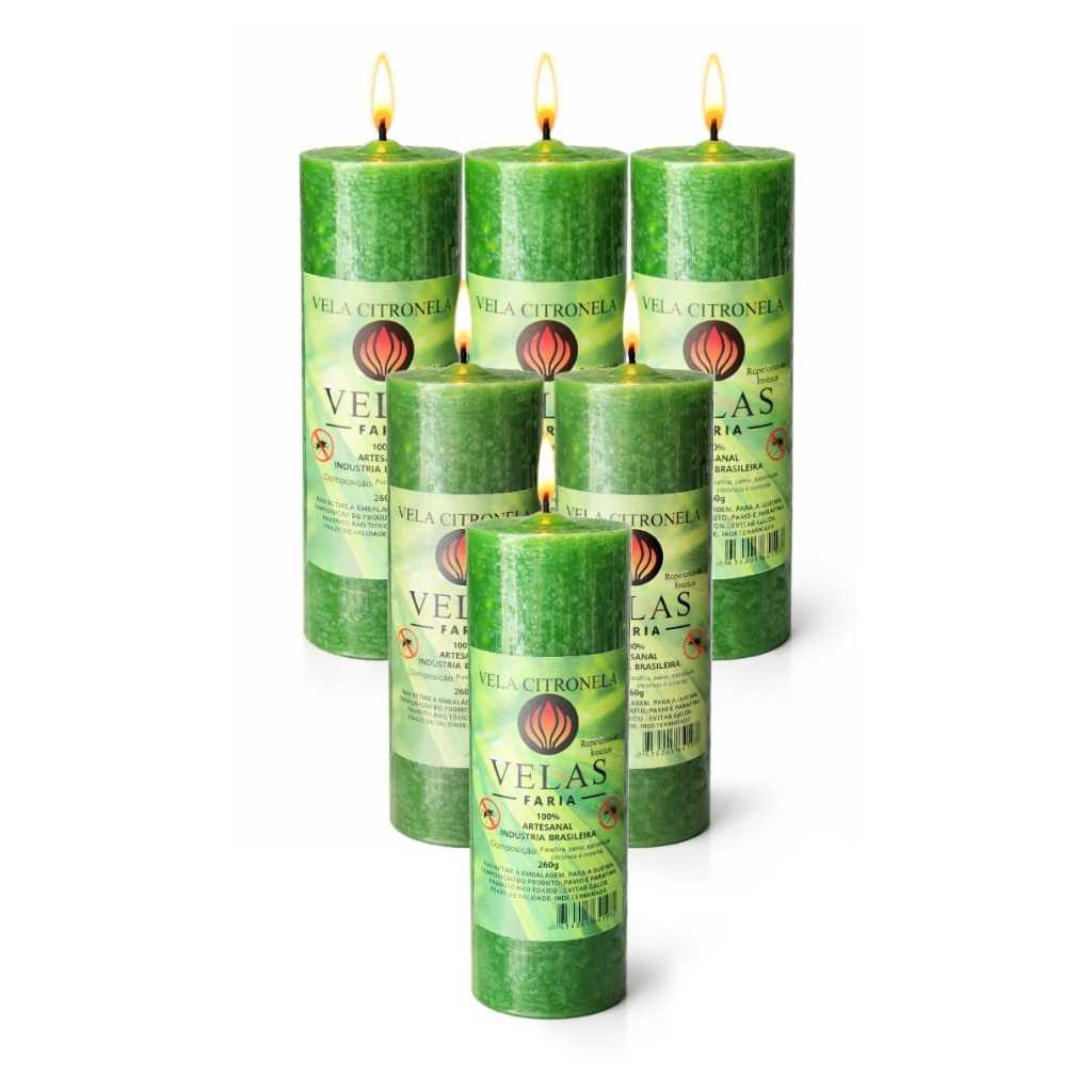 Kit 6 Velas Citronela Repelente para Mosquitos Extra Forte 100% Parafina Pura 260g em Oferta na Shopee