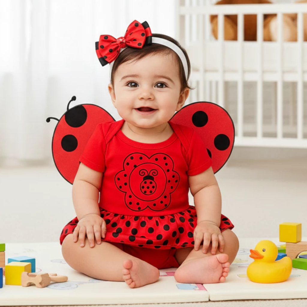 Body bebe Menina Temático Mêsversario Bichinhos - Joaninha 100% Algodão em Oferta na Shopee