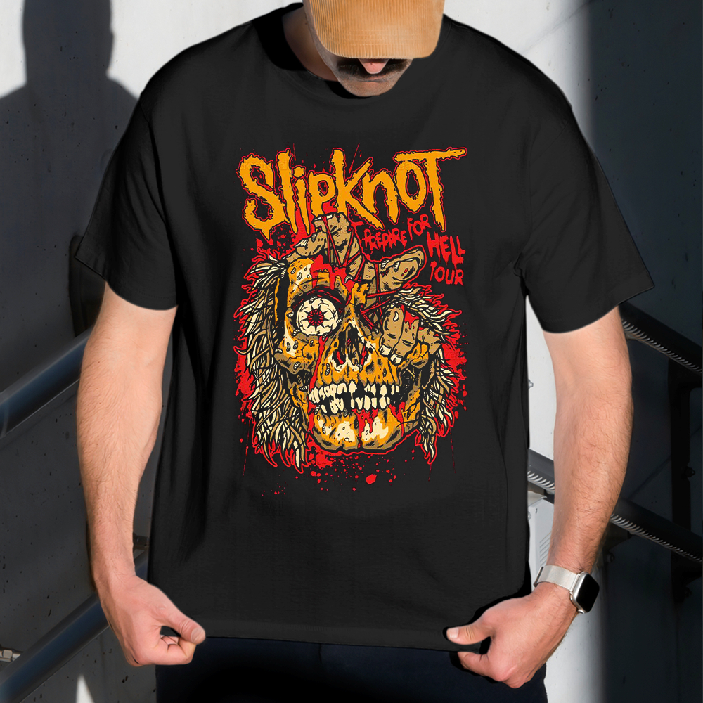 Camiseta Masculina Estampa Slipknot Caveira 100% Algodão Estilo Conforto Diário Do Tamanho P ao GG