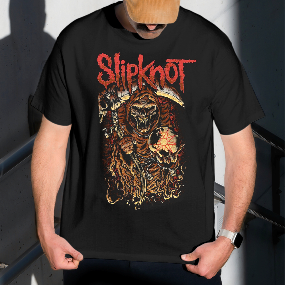 Camiseta Masculina Estampa Slipknot Morte 100% Algodão Estilo Conforto Diário Do Tamanho P ao GG