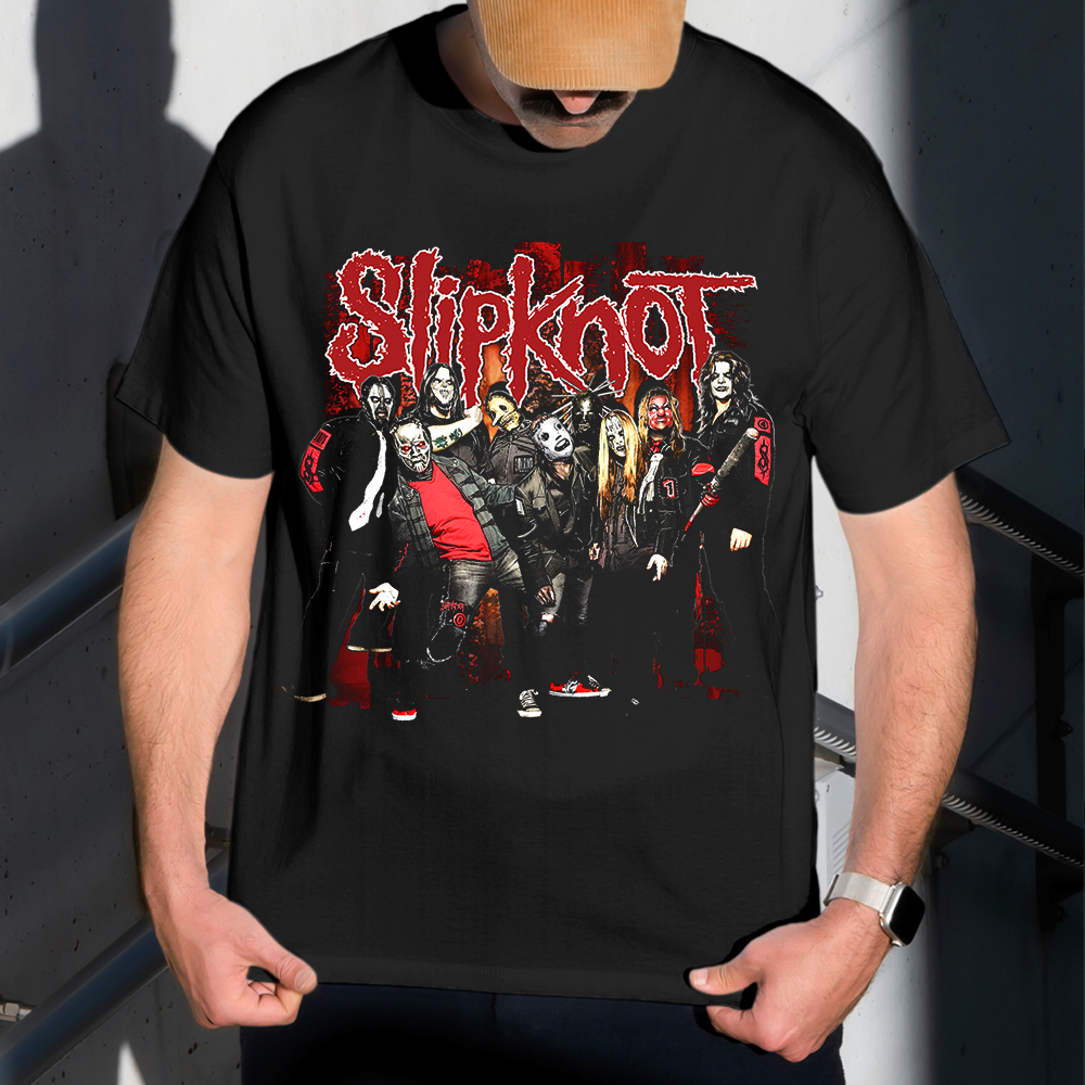 Camiseta Masculina Estampa Slipknot Membros 100% Algodão Estilo Conforto Diário Do Tamanho P ao GG