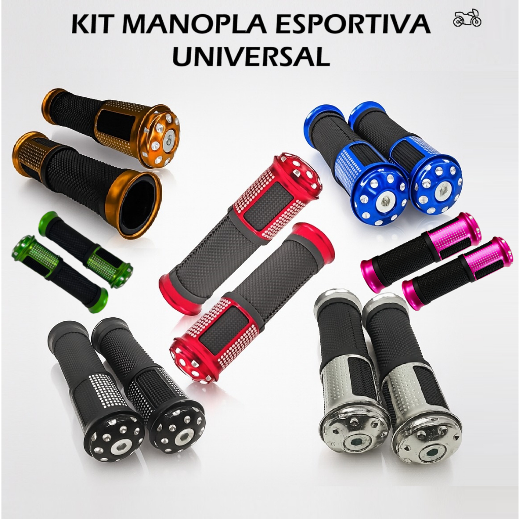 Manopla Luvinha Moto Esportiva Alumínio Borracha Antiderrapante Universal Preta Croma Azul Doura Vrm em Oferta na Shopee