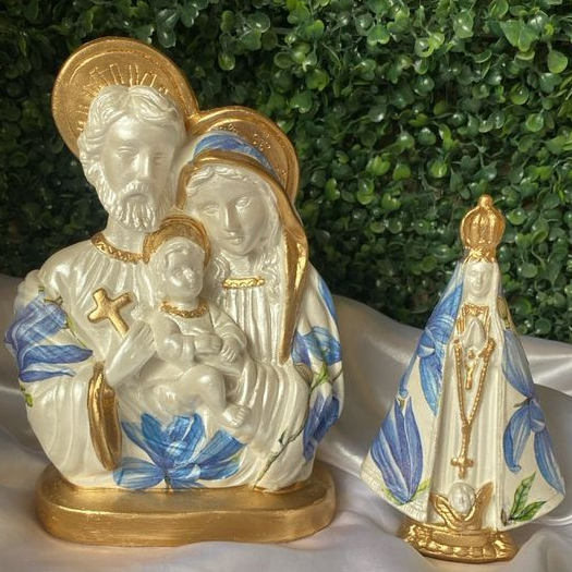 Lembrança Casamento Batizado Nossa Senhora Aparecida 14 cm + Sagrada Familia 20 cm / Decoupage