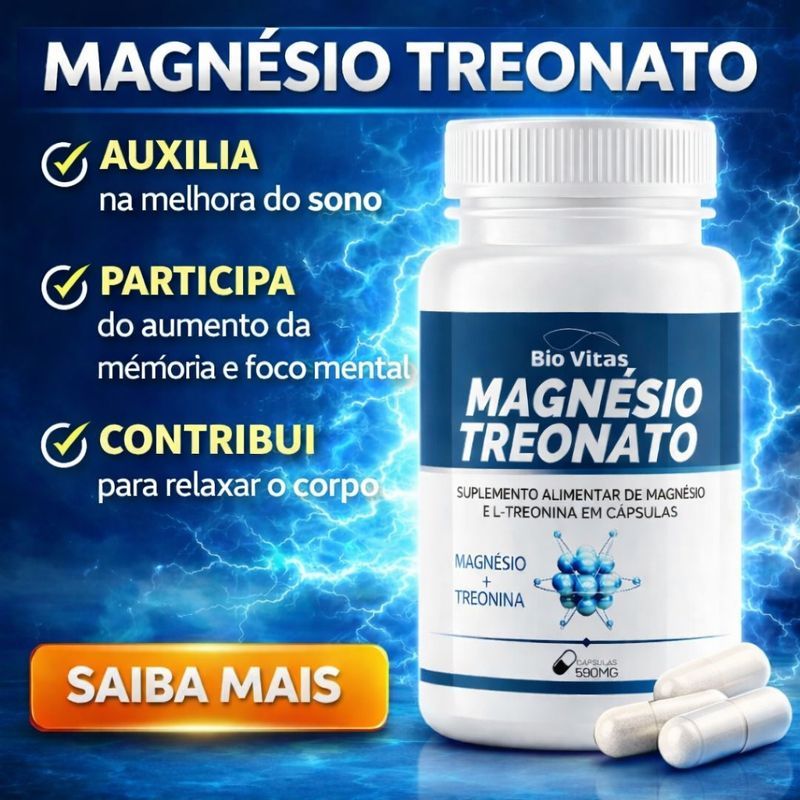 Magnésio L Treonato Original - 60 - 120 Cáps Suplemento Memória e Concentração Bio Vittas
