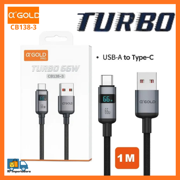 Cabo Carregador USB Para Tipo C Turbo 66W Carregamento Rápido Cabo Trançado
