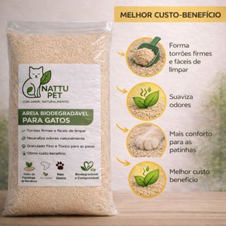 Areia Biodegradável 4Kg - Mandioca - Grãos Grossos - MAIS BARATA Areia de Gato Higienica em Oferta na Shopee