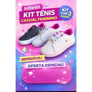 TENIS INFANTIL KIT2 FEMININO CORAÇAO em Oferta na Shopee