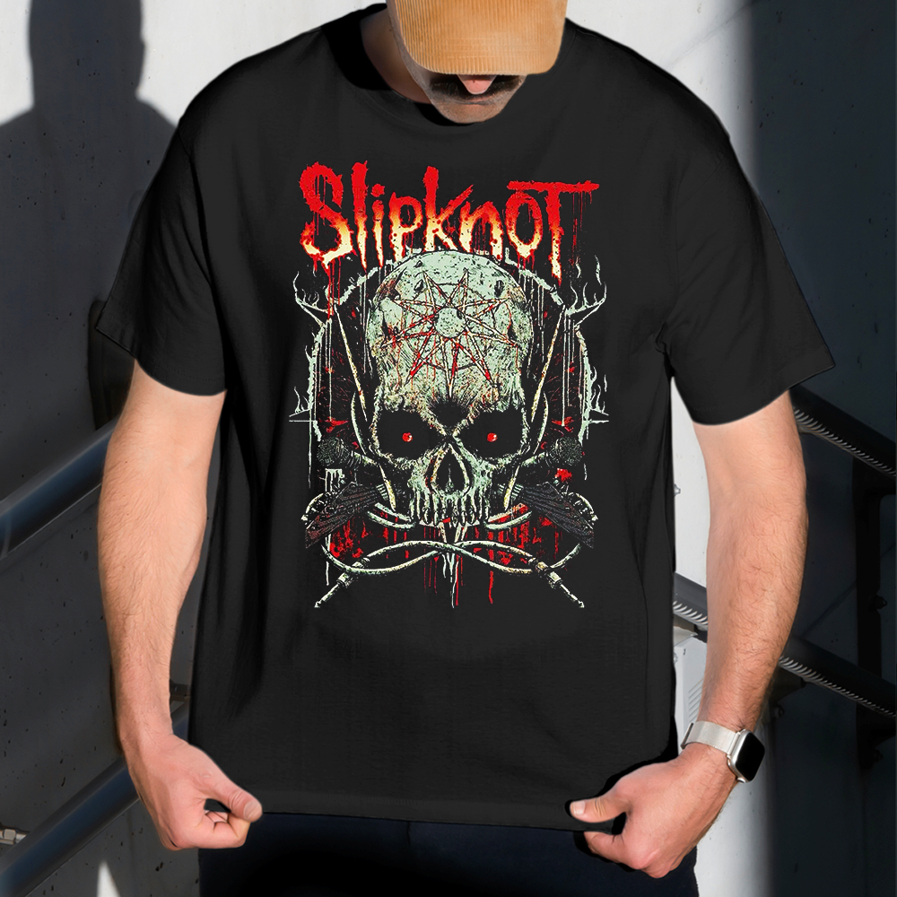 Camiseta Masculina Estampa Slipknot Arma 100% Algodão Estilo Conforto Diário Do Tamanho P ao GG