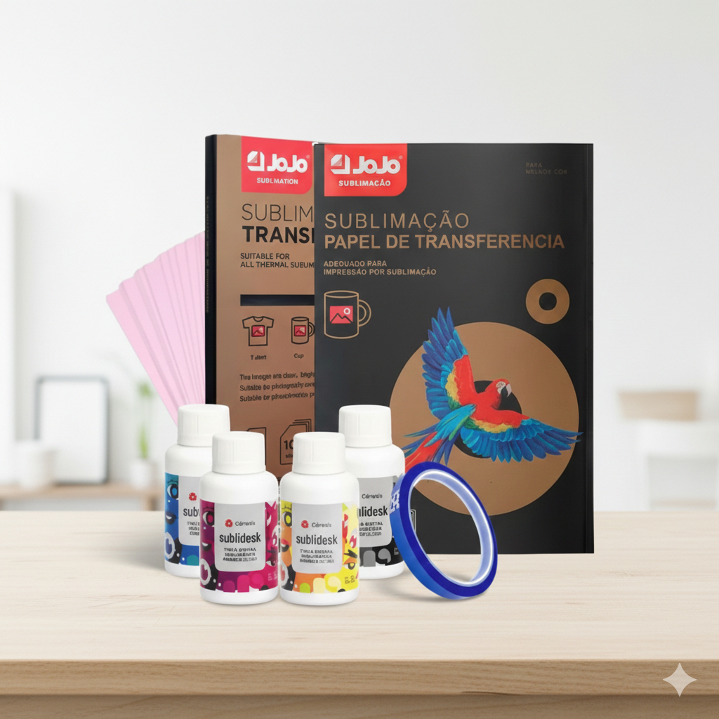 Papel Sublimatico JoJo A4 100g (100 Folhas) + Tintas Genesis 4 Cores + Fita Térmica Brinde em Oferta na Shopee