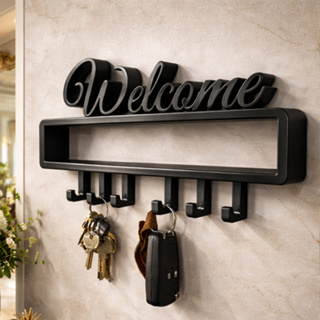 Porta-Chaves Decorativo Welcome com Ganchos Organizador de Parede Moderno para Hall de Entrada em Oferta na Shopee