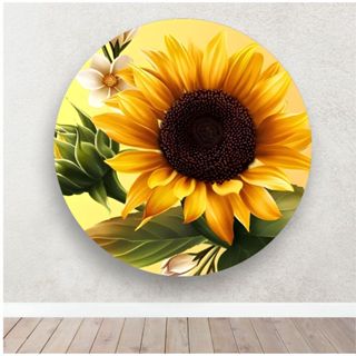 Painel Circular Redondo em Lona Temático Girassol em Oferta na Shopee