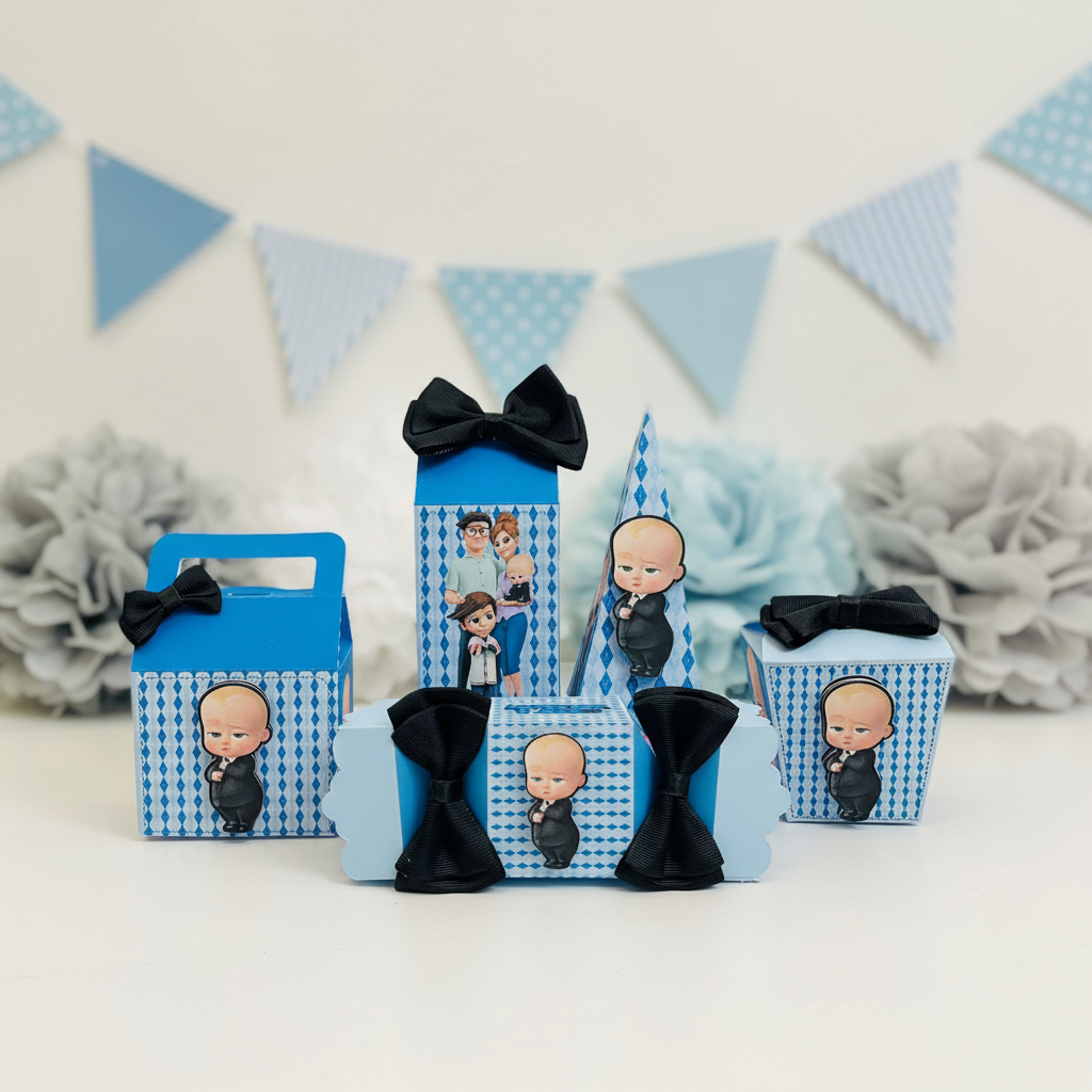 Kit Festa Personalizado O Poderoso Chefinho - Caixinhas para Aniversário - Lembrancinhas - Pegue e monte.