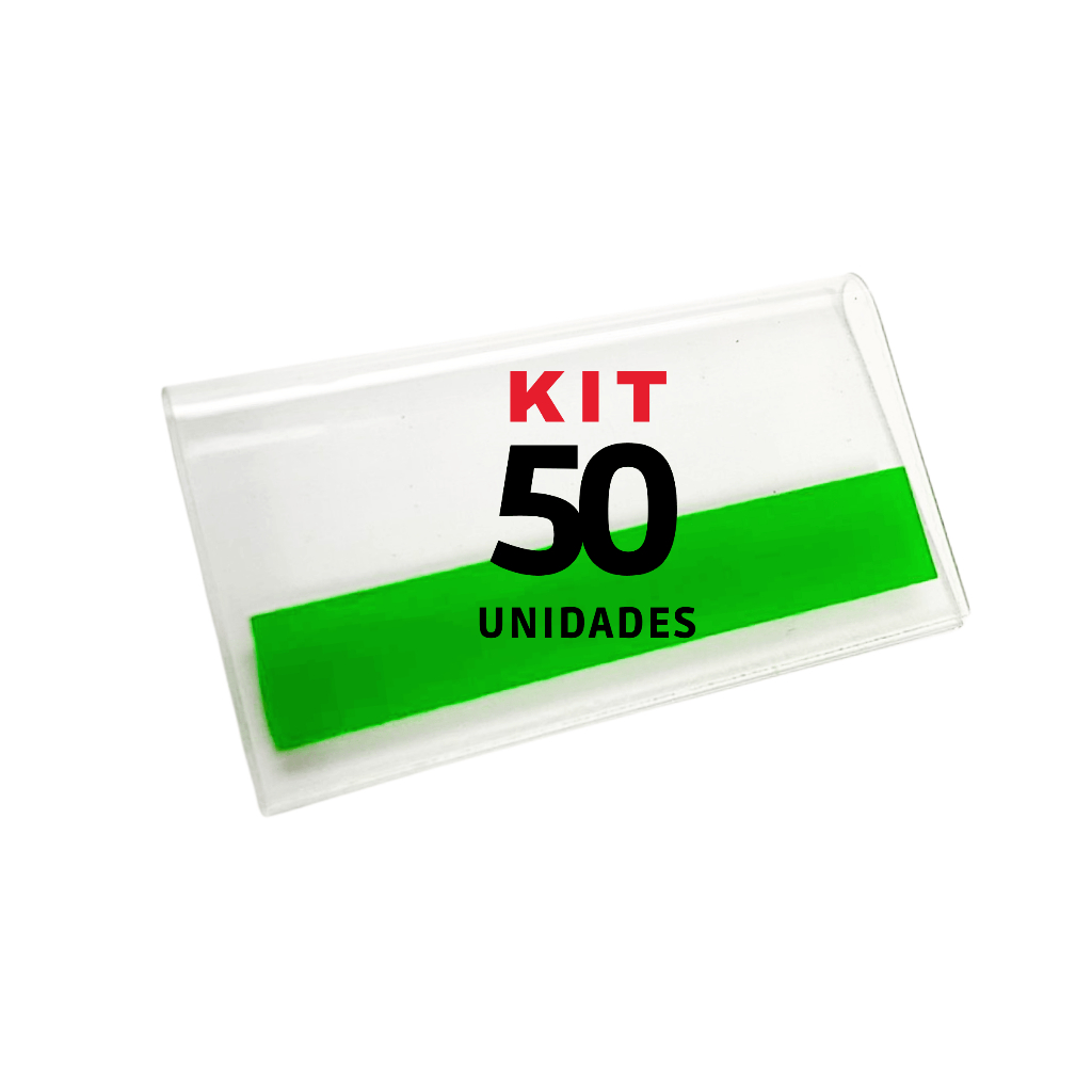 50 Porta Preço Gondola 6x3 PETG com Fita Dupla Face Prateleira Rechaud Restaurante Padaria