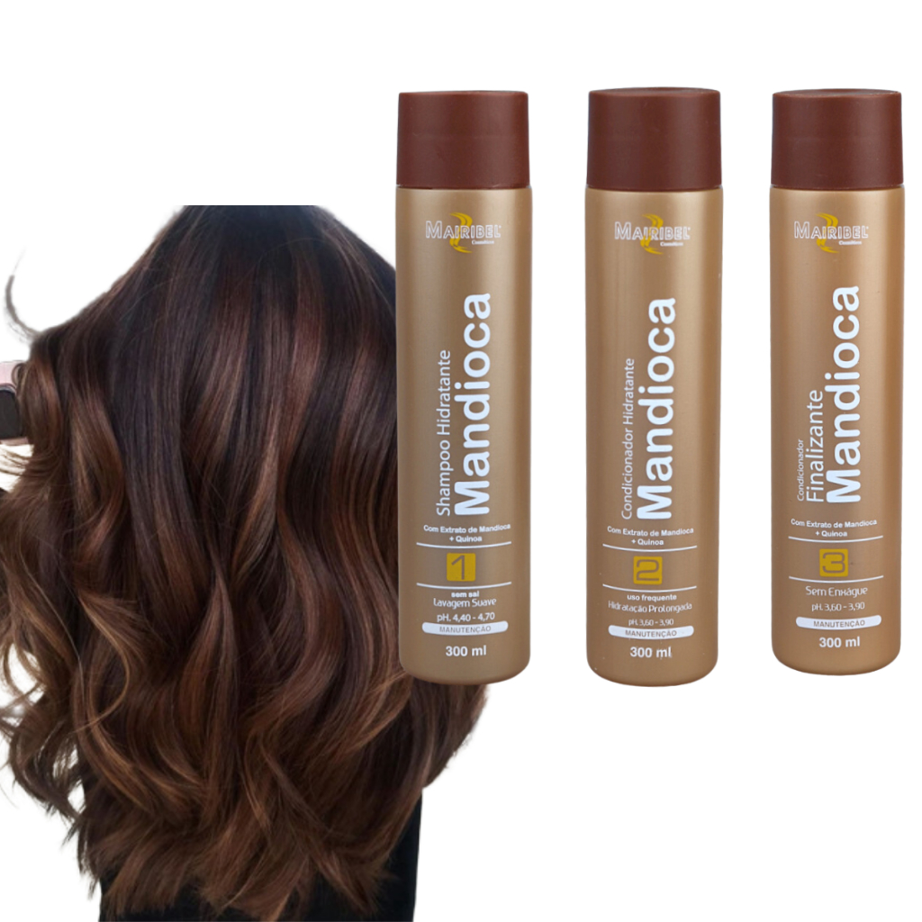 Kit Mandioca Shampoo + Condicionador Hidratante + Finalizador 300ml Mairibel