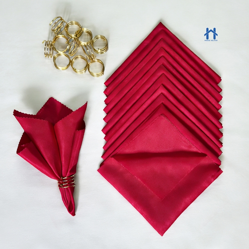 Kit 6 ou 12 Guardanapos Tecido Oxford com Anel Dourado para Mesa Posta Decoração de Luxo