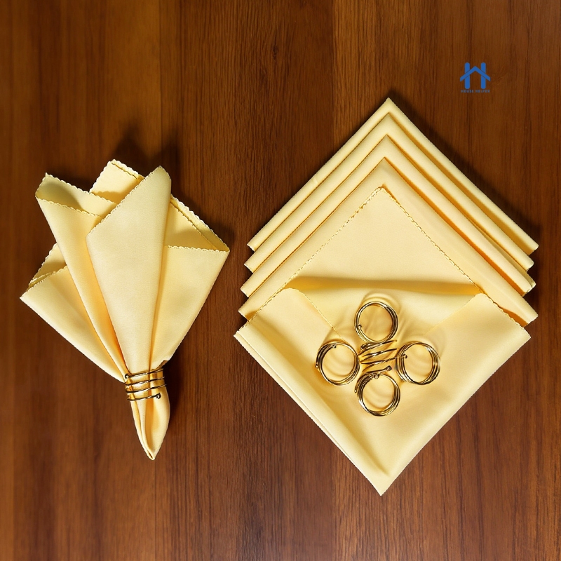 Kit 6 ou 12 Guardanapos Tecido Oxford com Anel Dourado para Mesa Posta Decoração de Luxo em Oferta na Shopee