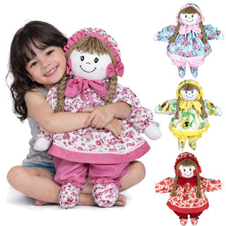 Boneca De Pano Bruna Grande (55 cm) Juna Baby, Decoração Quarto e Festa - ORIGINAL (1 Unidade)