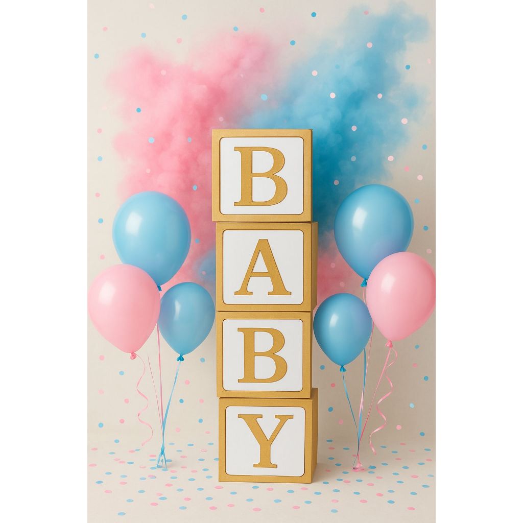 Cubo Baby Decoração Festa Chá Revelação Chá De Bebê Evento MDF Branco 20x20