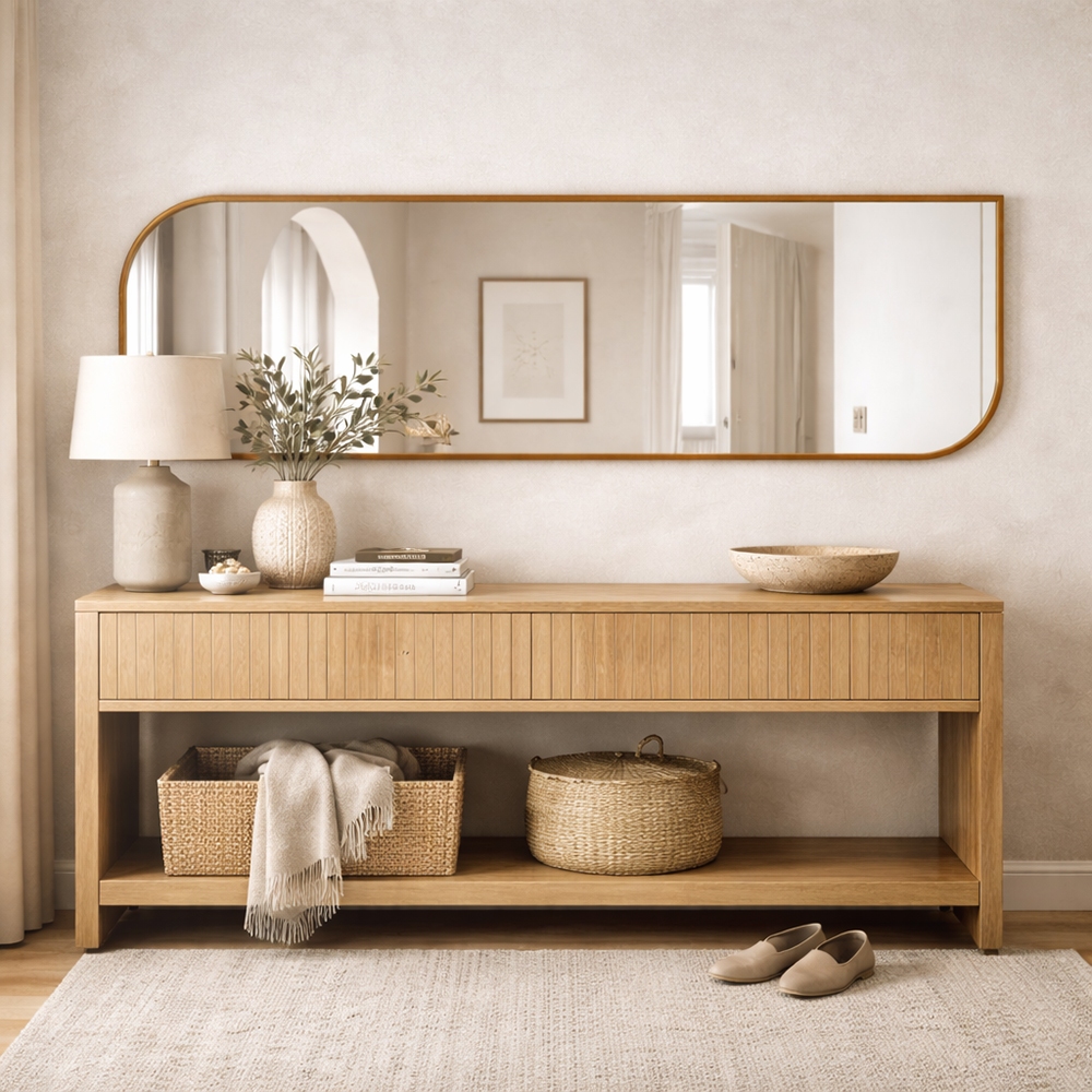 Espelho Corpo Inteiro Retangular Assimétrico 44x160 para Quarto Sala Hall em Oferta na Shopee