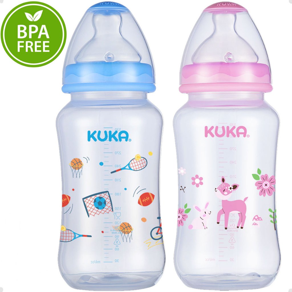 Mamadeira Kuka Big Ortodôntica 330ml menino menina promoção Bico silicone BPA Free Anatômico