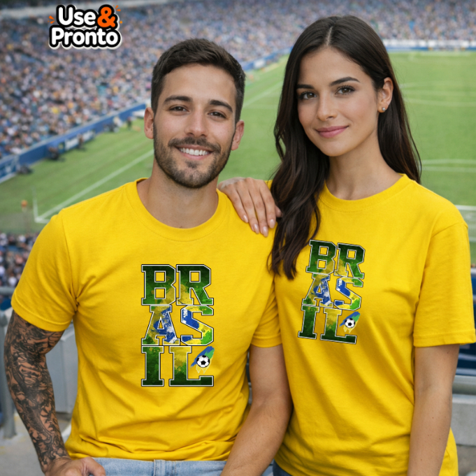 Camiseta Camisa Unissex Algodão Brasil Amarela Copa do Mundo | Torcida Verde e Amarela Futebol