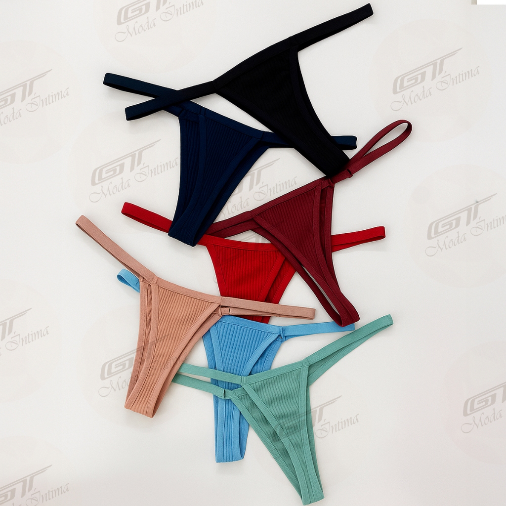 Kit calcinha Canelada fio dental regulagem Microfibra