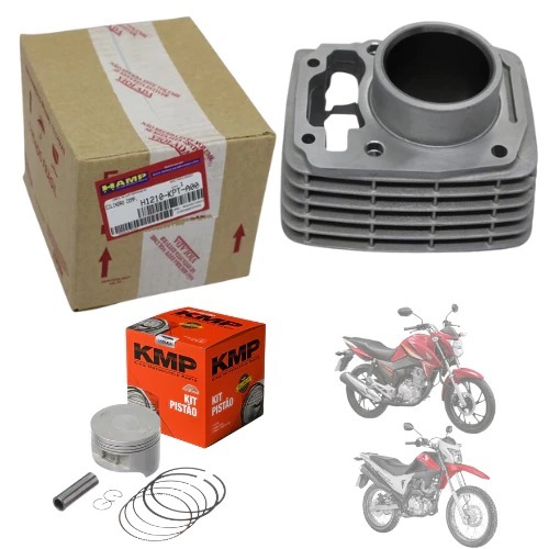 Kit Cilindro Motor Original Hamp+Pistão+Kit A+Guarnição Tampa Válvula+Retentor Válvula Titan/Fan/Nxr Bros 150