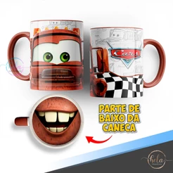 Caneca Mate Personagem Relâmpago Mcqueen Carros Com Boca Em Baixo Personalizado