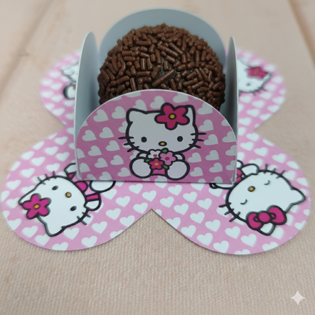 Forminha de Doce Hello Kitty para Festa Infantil – Decoração de Aniversário –Forminha Brigadeiro Personalizada