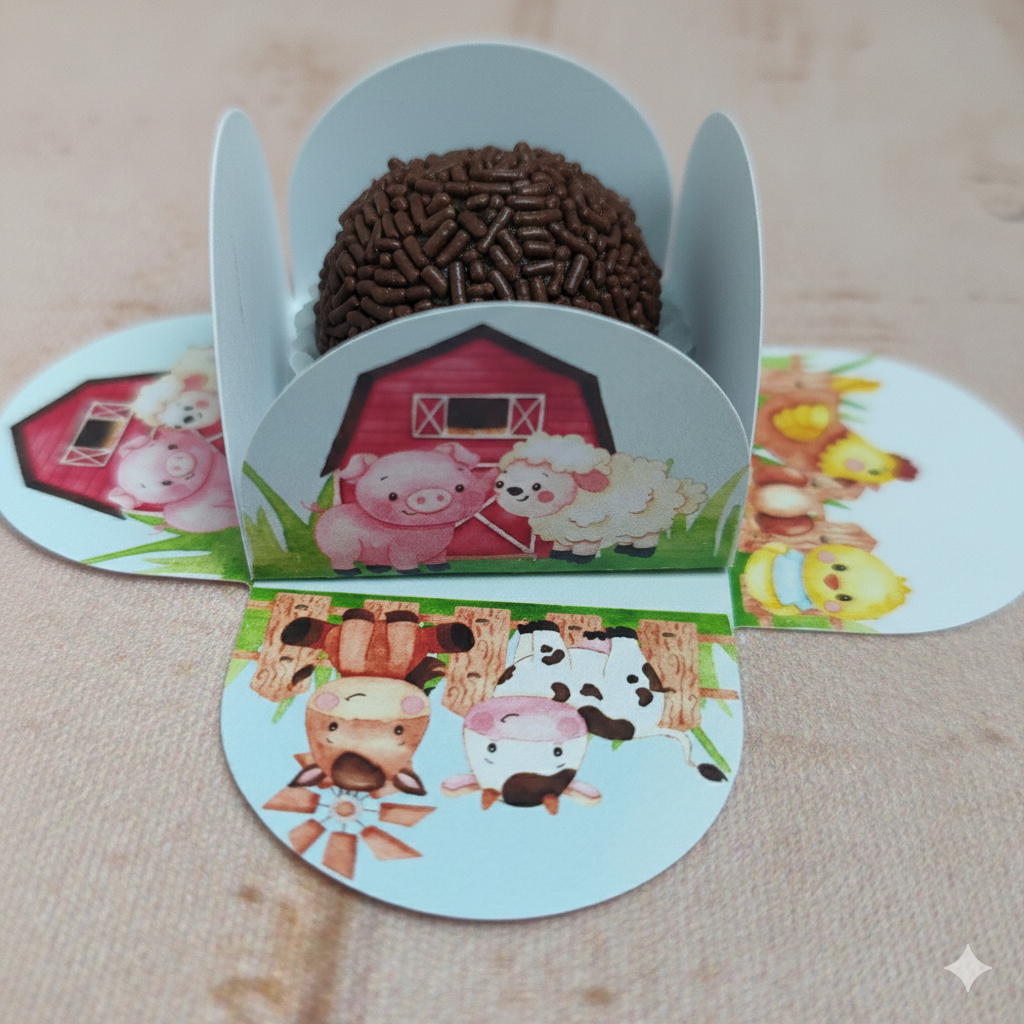 Forminha de Doce Fazendinha para Festa Infantil – Decoração de Aniversário –Forminha Brigadeiro Personalizada